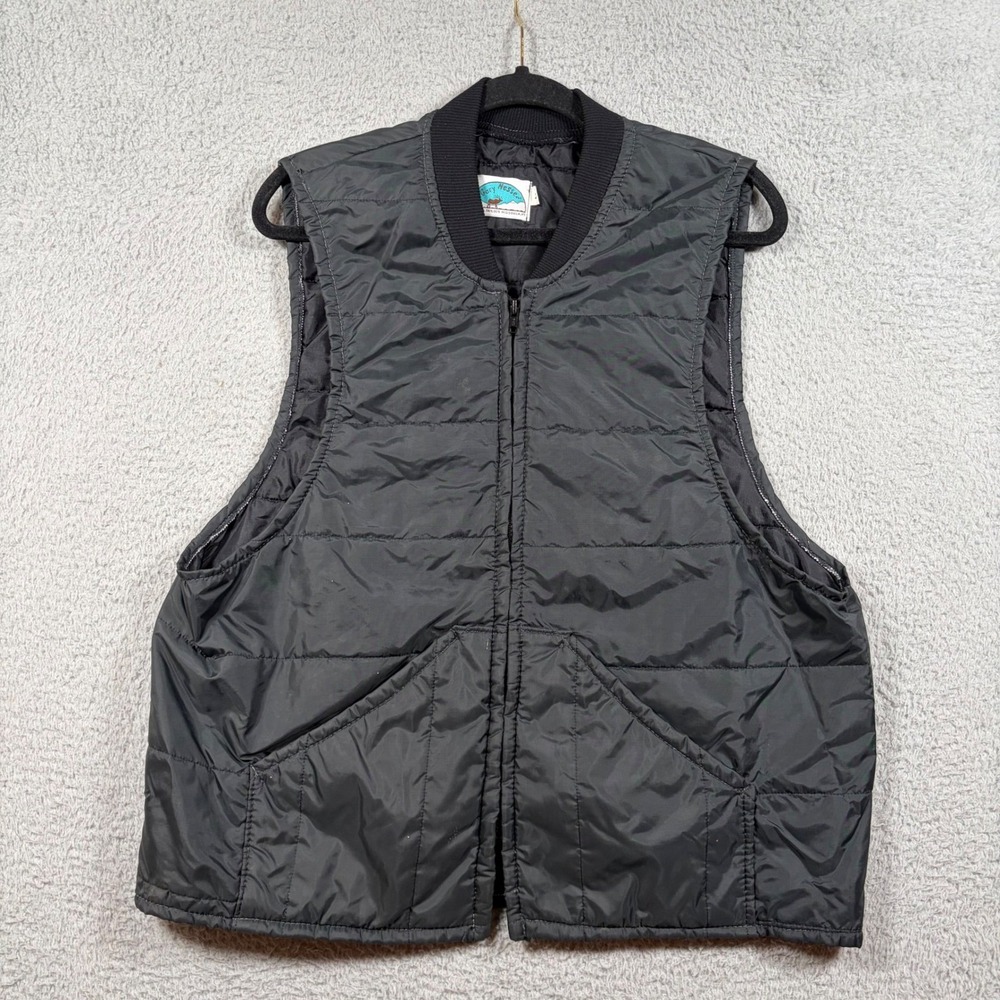 Vtg Gary Nesse Mens Quilted Vest Black Full Zip Sleeveless Size M
